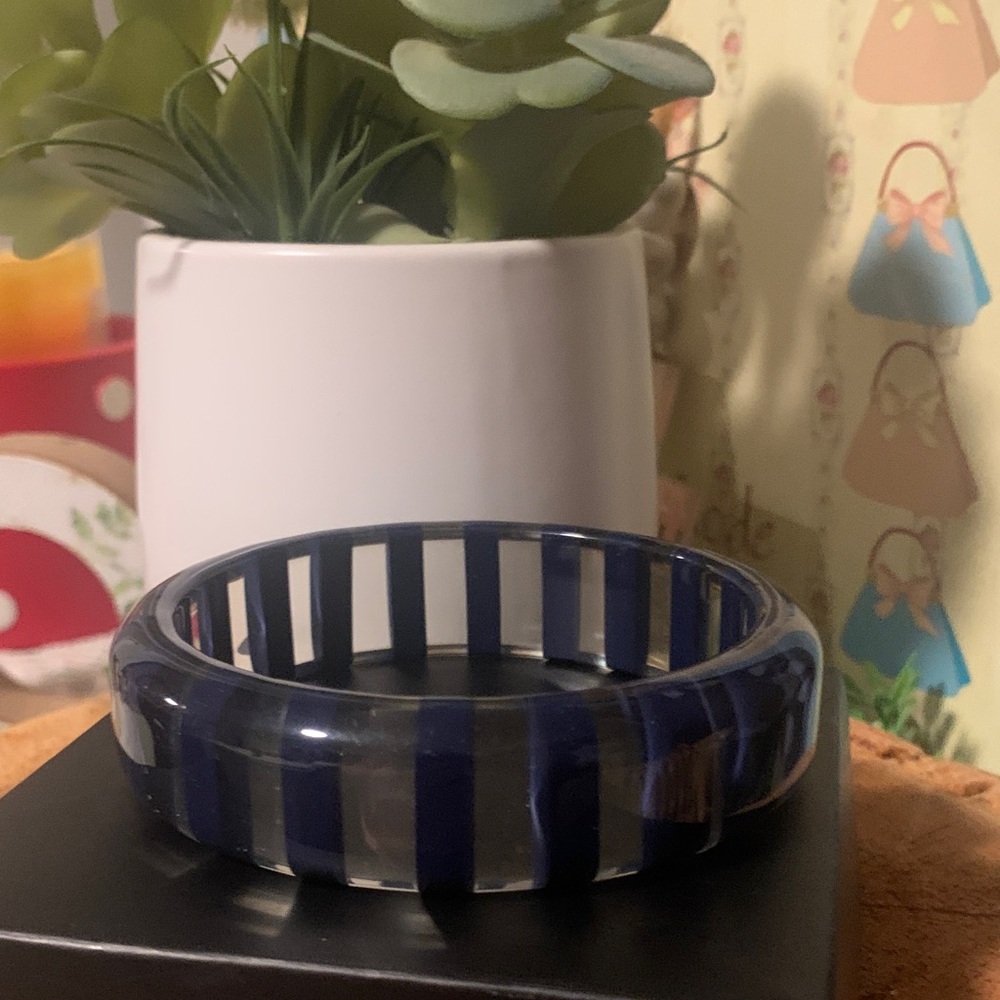 Avon Blue and Clear Striped Bracelet